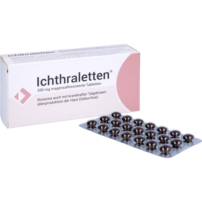 Ichthraletten 200 mg Tabletten bei Rosacea auch mit krankhafter Talgdrüsenüberproduktion der Haut, 84 pc Tablettes