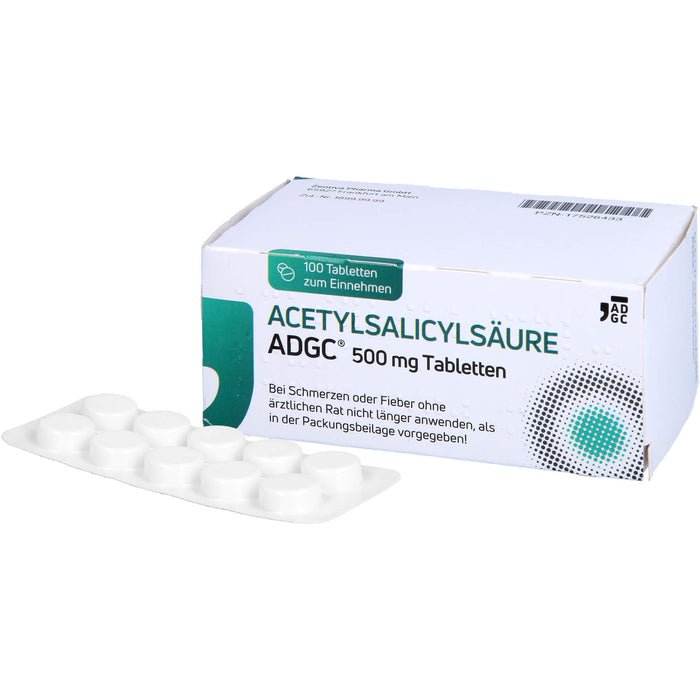 Acetylsalicylsäure ADGC 500mg bei leichten bis mäßigen Schmerzen und Fieber, 100 St. Tabletten