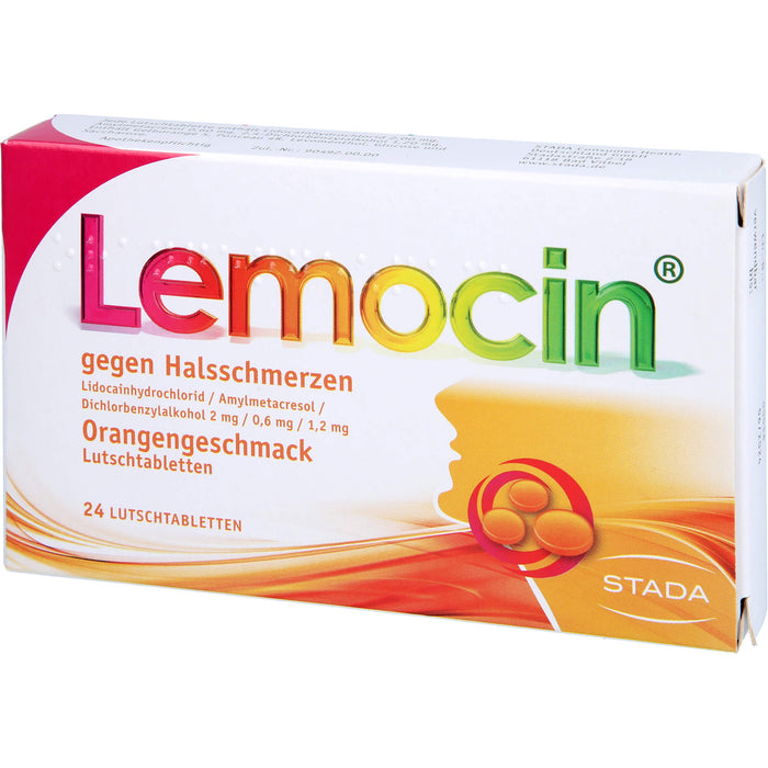 Lemocin Lutschtabletten Orangengeschmack gegen Halsschmerzen, 24 pc Tablettes