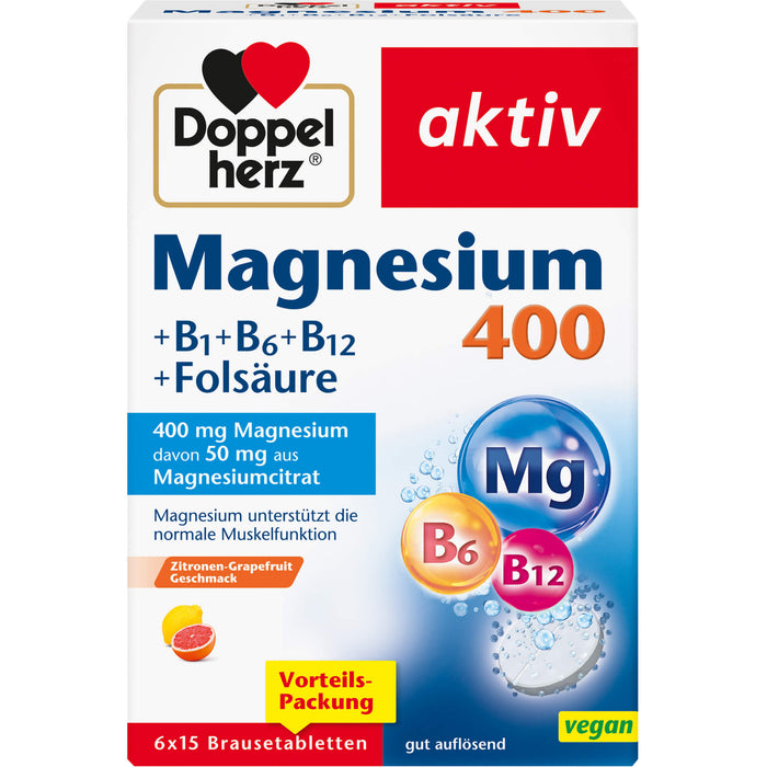 Doppelherz Magnesium 400 + B1 + B6 + B12 +Folsäure, 6X15 St BTA