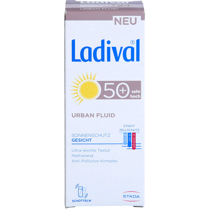 Ladival Urban Fluid LSF 50+ mattierender Gesichts-Sonnenschutz für jeden Tag mit ultra-leichter Textur und Anti-Pollution Komplex, 50 ml Cream