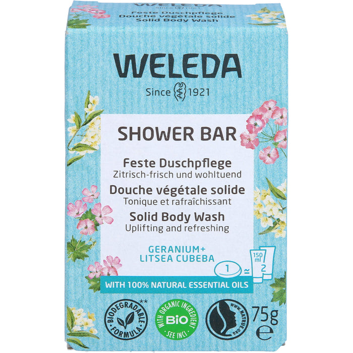 WELEDA Feste Duschpflege Geranium + Litsea Cubeba zitrisch frisch und wohltuend, 75 g pain de savon