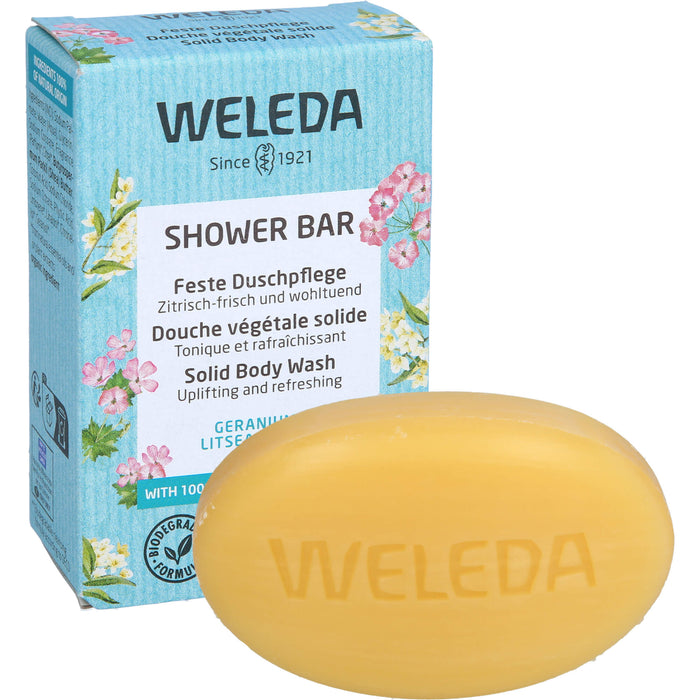 WELEDA Feste Duschpflege Geranium + Litsea Cubeba zitrisch frisch und wohltuend, 75 g pain de savon