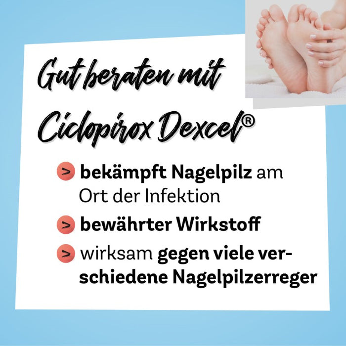 Ciclopirox Dexcel 80 mg/g Lösung wirkstoffhaltiger Nagellack bei Nagelpilzinfektionen, 6.6 ml Vernis à ongles contenant une substance active