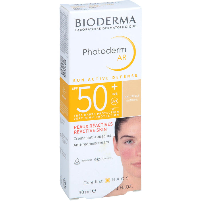 BIODERMA Photoderm AR LSF 50+ anti-Rötungen Sonnenschutz für das Gesicht bei Rosazea, bei empfindlicher, zu Rötungen neigender und reaktiver Haut, 30 ml Cream