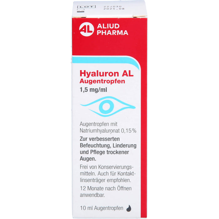 Hyaluron AL Augentropfen 1,5 mg/ml zur verbesserten Befeuchtung der Augen, 10 ml Lösung