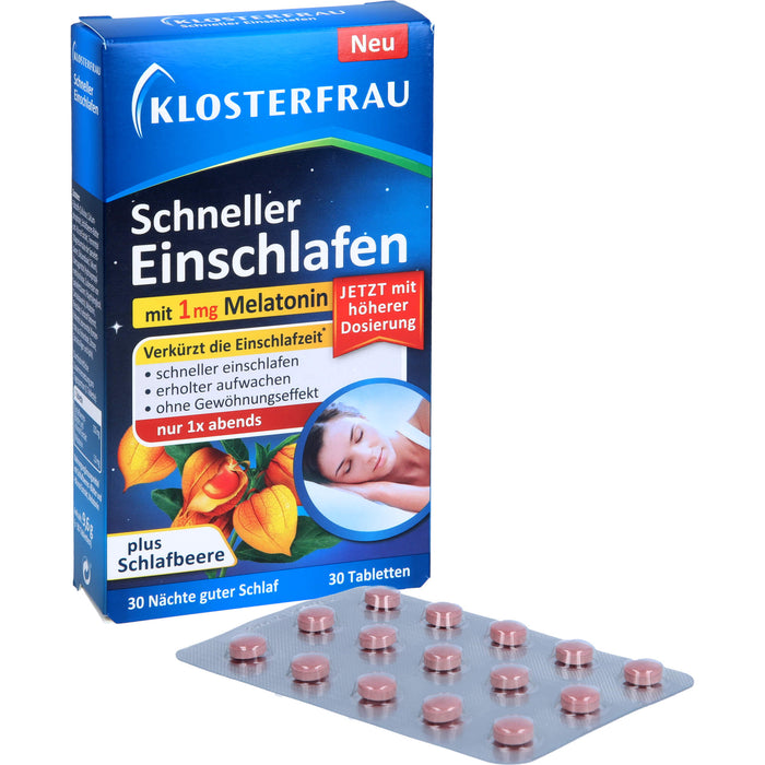 KLOSTERFRAU Schneller Einschlafen mit 1 mg Melatonin Tabletten, 30 pcs. Tablets