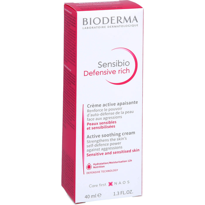 BIODERMA Sensibio Defensive rich Creme stärkt die Haut gegen Umwelteinflüsse, 40 ml Cream