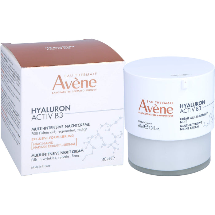 Avène Hyaluron Activ B3 Multi-intensive Nachtcreme - Anti-Aging Pflege gegen Falten mit Niacinamid, 40 ml Creme