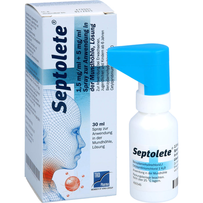 Septolete 1,5 mg/ml + 5 mg/ml Spray zur Anwendung in der Mundhöhle, Lösung, 30 ml SPR