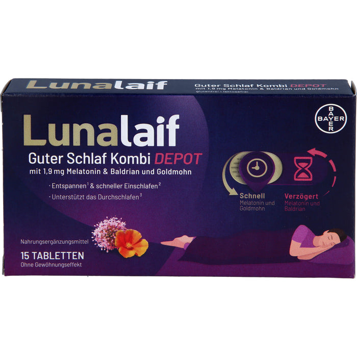 Lunalaif Guter Schlaf Kombi Depot mit 1,9 mg Melatonin Tabletten, 15 pcs. Tablets