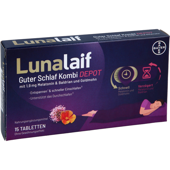 Lunalaif Guter Schlaf Kombi Depot mit 1,9 mg Melatonin Tabletten, 15 pcs. Tablets