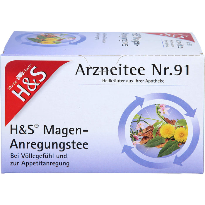 H&S Magen-Anregungstee Arzneitee Nr. 91 bei Völlegefühl und zur Appetitanregung, 20 pc Sac filtrant