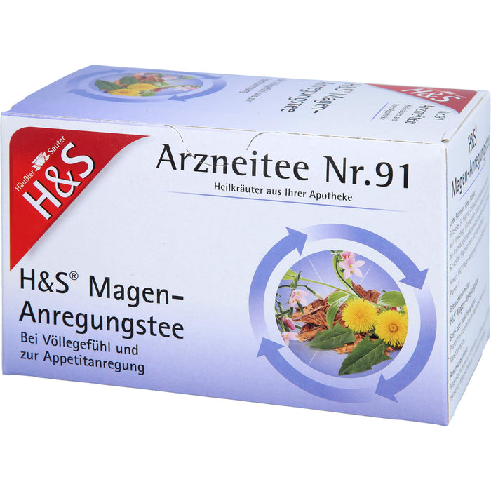 H&S Magen-Anregungstee Arzneitee Nr. 91 bei Völlegefühl und zur Appetitanregung, 20 pc Sac filtrant