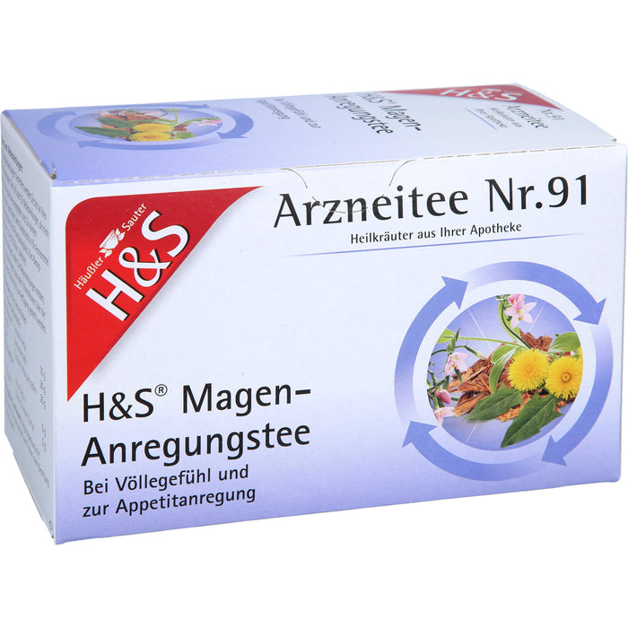 H&S Magen-Anregungstee Arzneitee Nr. 91 bei Völlegefühl und zur Appetitanregung, 20 St. Filterbeutel