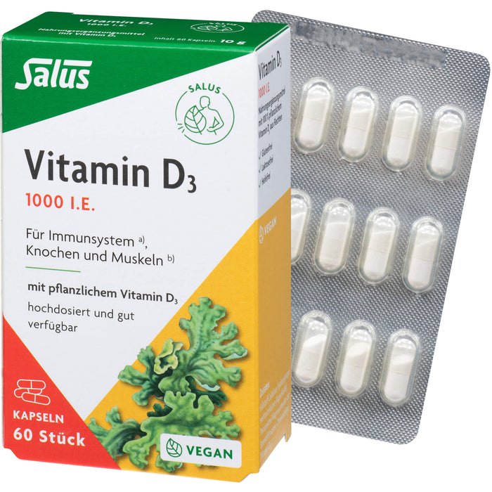 Vitamin D3 1000 I.E. vegan Kapseln Salus, 60 St KAP