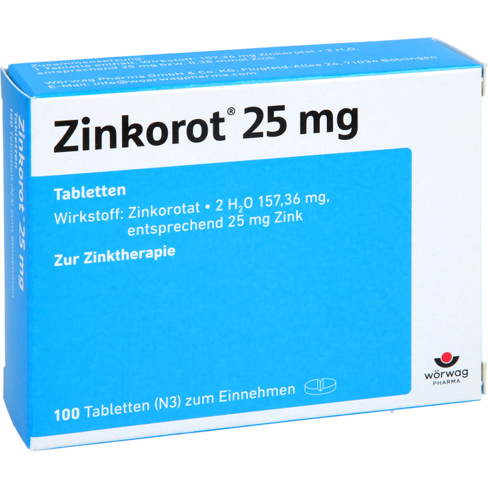 Zinkorot 25 mg Tabletten zur Zinktherapie, 100 pcs. Tablets