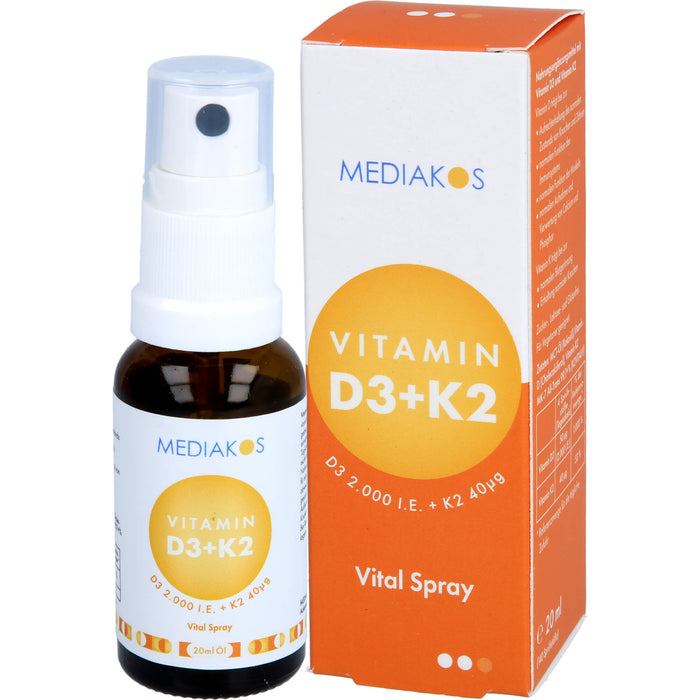 Vitamin D3 + K2 2000 IE 40 ug Mediakos Vital Spray, 20 ml SPR