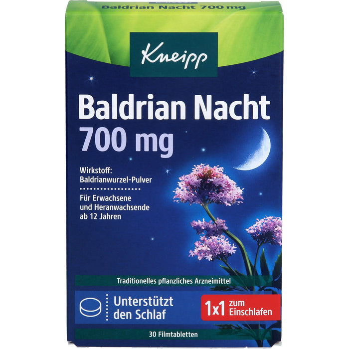 Kneipp Baldrian Nacht 700 mg Tabletten unterstützt den Schlaf, 30 pcs. Tablets