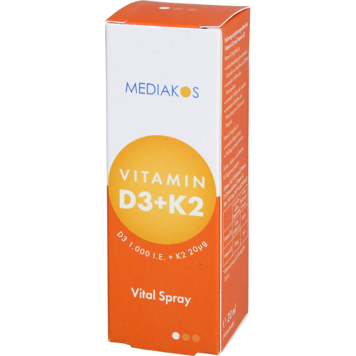 Vitamin D3 + K2 1000 IE 20 ug Mediakos Vital Spray, 20 ml SPR