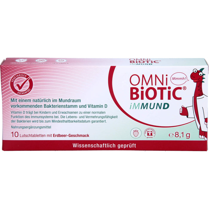 OMNi-BiOTiC iMMUND Lutschtabletten mit Erdbeer-Geschmack trägt zu einer normalen Funktion des Immunsystems bei, 10 pcs. Tablets