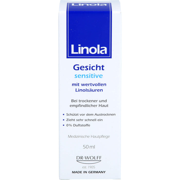 Linola Gesicht Sensitive Gesichtscreme für trockene und empfindliche Haut, 50 ml Crème