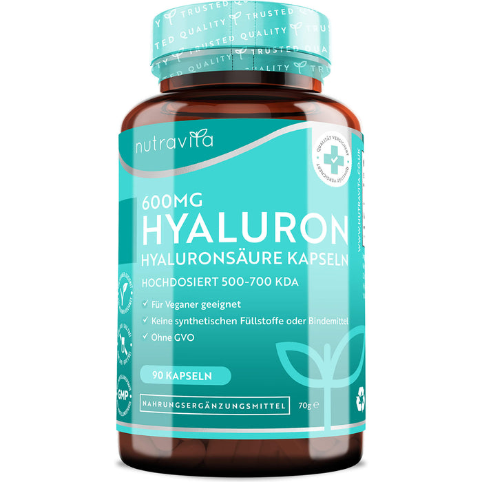 Hyaluronsäure Kapseln 600 mg hochdosiert vegan, 90 St KAP