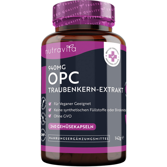 OPC Traubenkern-Extrakt 940 mg hochdosiert vegan, 240 St KAP