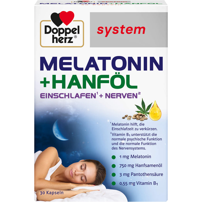 Doppelherz Melatonin + Hanföl system, 30 St KAP