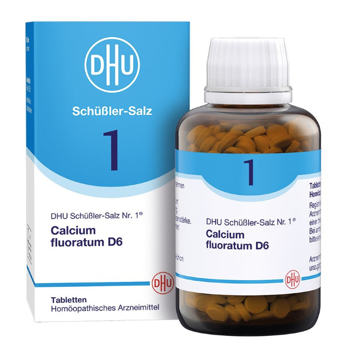 DHU Schüßler-Salz Nr. 1 Calcium fluoratum D6 – Das Mineralsalz des Bindegewebes, der Gelenke und Haut – das Original – umweltfreundlich im Arzneiglas, 900 pcs. Tablets