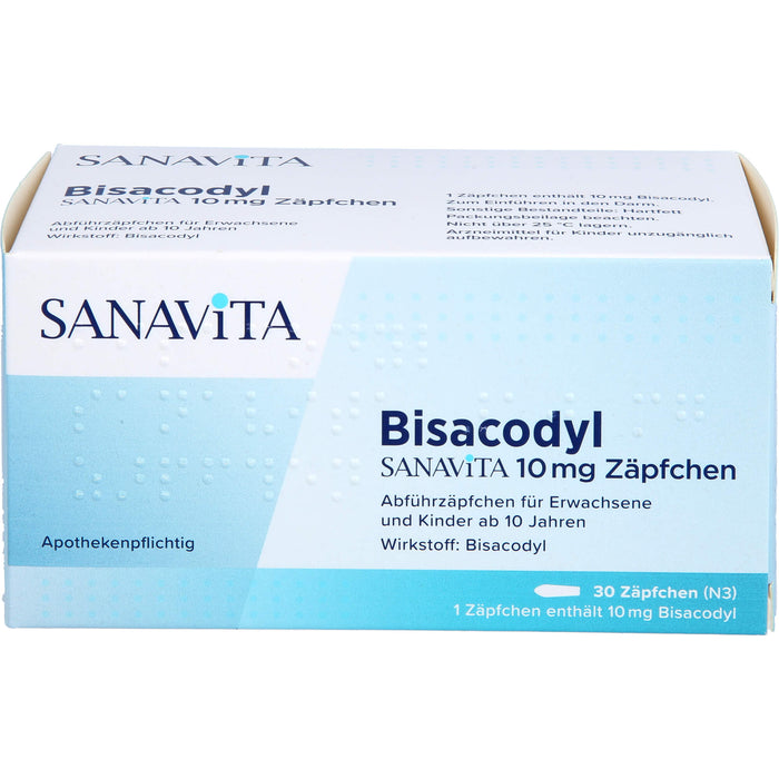 Bisacodyl SANAVITA 10 mg Zäpfchen, 30 St SUP