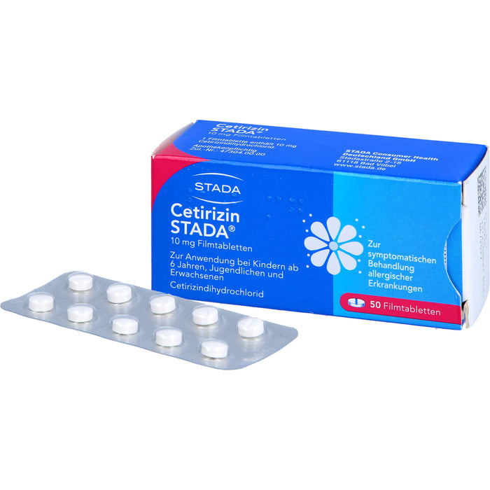 Cetirizin STADA 10 mg Filmtabletten zur symptomatischen Behandlung allergischer Erkrankungen, 50 pc Tablettes