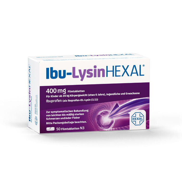 Ibu-Lysin Hexal 400 mg Filmtabletten bei Schmerzen und Fieber, 50 pcs. Tablets