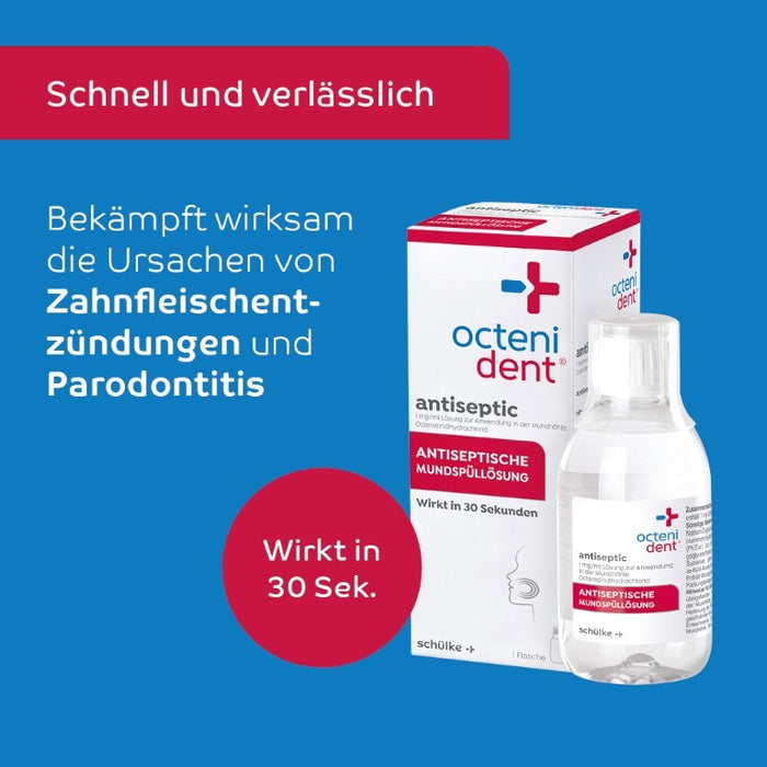 octenident antiseptic antiseptische Mundspüllösung, Mundwasser - reduziert entzündungsverursachende Bakterien in nur 30 Sekunden - antibakteriell ohne Chlorhexidin, 250 ml Lösung