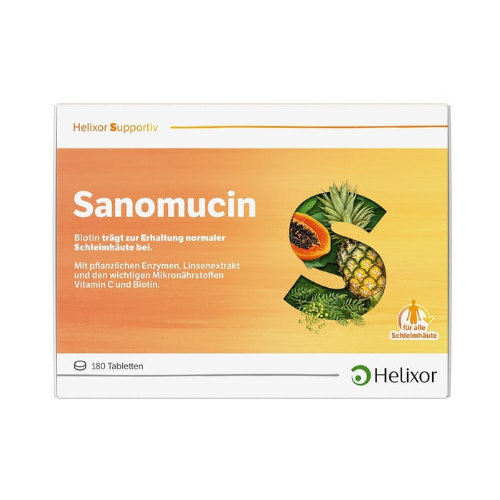 Helixor supportiv Sanomucin - mit pflanzlichen Enzymen, Linsenextrakt und den wichtigen Mikronährstoffen Vitamin C und Biotin, 180 pcs. Tablets