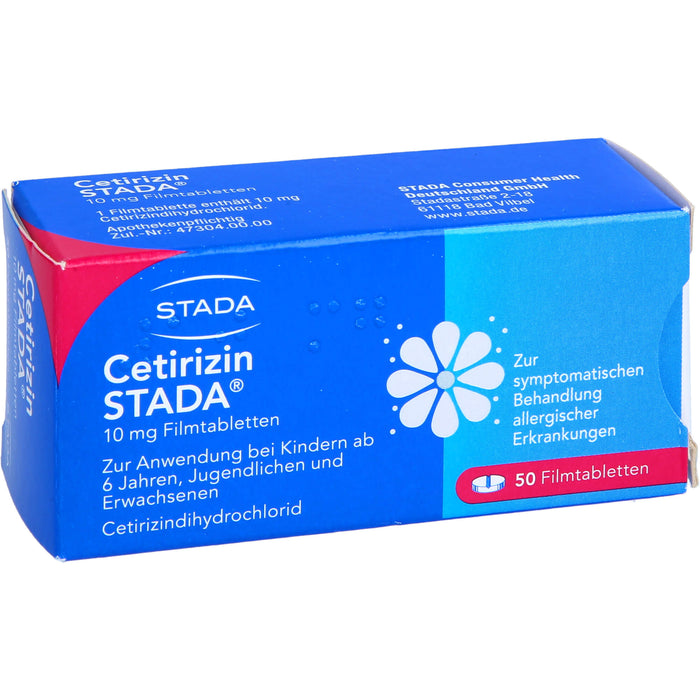 Cetirizin STADA 10 mg Filmtabletten zur symptomatischen Behandlung allergischer Erkrankungen, 50 pcs. Tablets