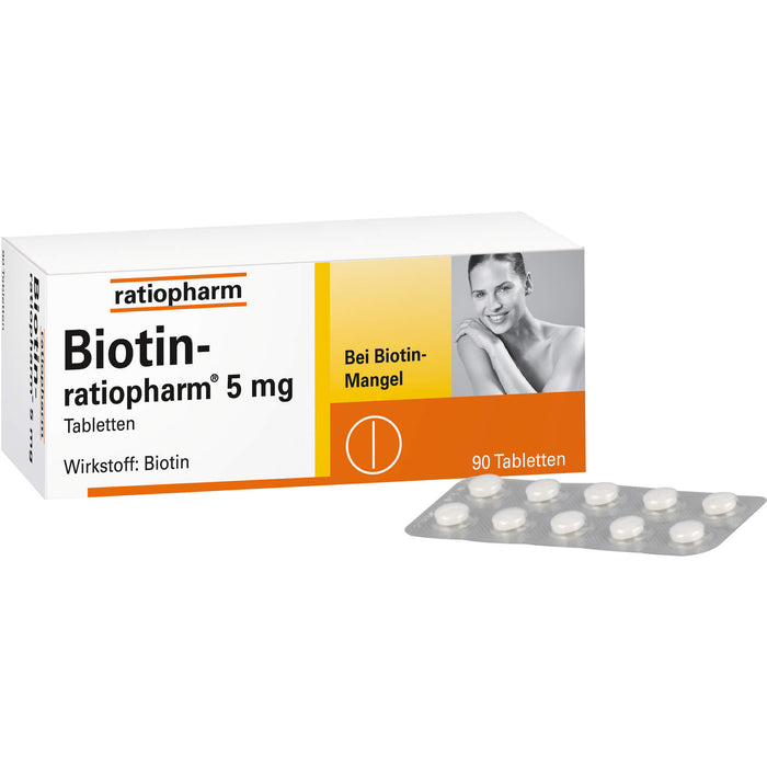 Biotin-ratiopharm 5 mg Tabletten bei Biotin-Mangel, 90 pc Tablettes