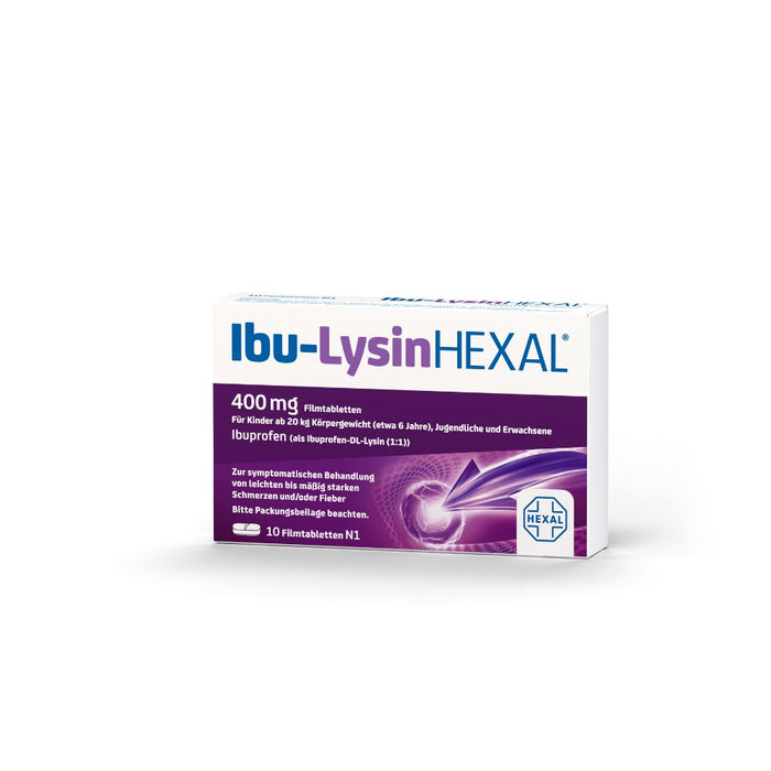 Ibu-Lysin Hexal 400 mg Filmtabletten bei Schmerzen und Fieber, 10 pcs. Tablets