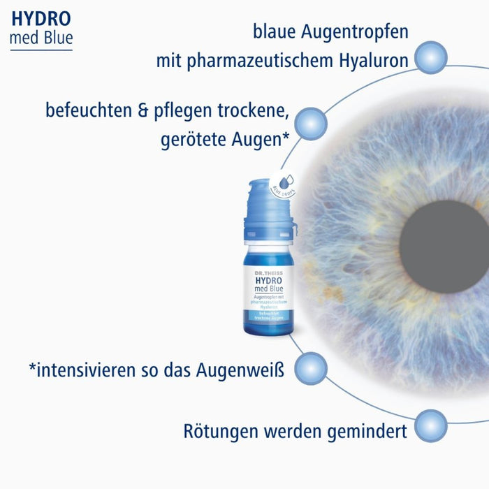 DR. THEISS Hydro med Blue Augentropfen Befeuchtung und Pflege trockener Augen, 10 ml Lösung