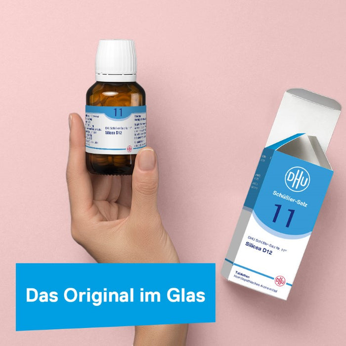 DHU Schüßler-Salz Nr. 11 Silicea D6 – Das Mineralsalz der Haare, der Haut und des Bindegewebes – das Original – umweltfreundlich im Arzneiglas, 200 St. Tabletten