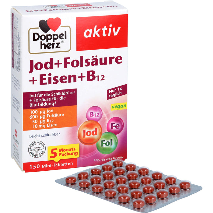 Doppelherz Jod+Folsäure+Eisen+B12, 150 St TAB