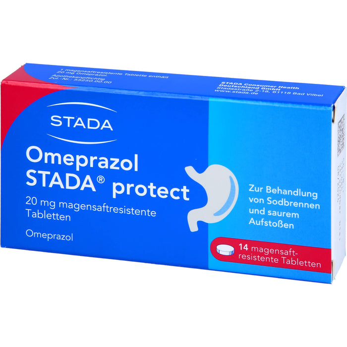 Omeprazol STADA protect 20 mg Tabletten bei Sodbrennen, 14 pc Tablettes