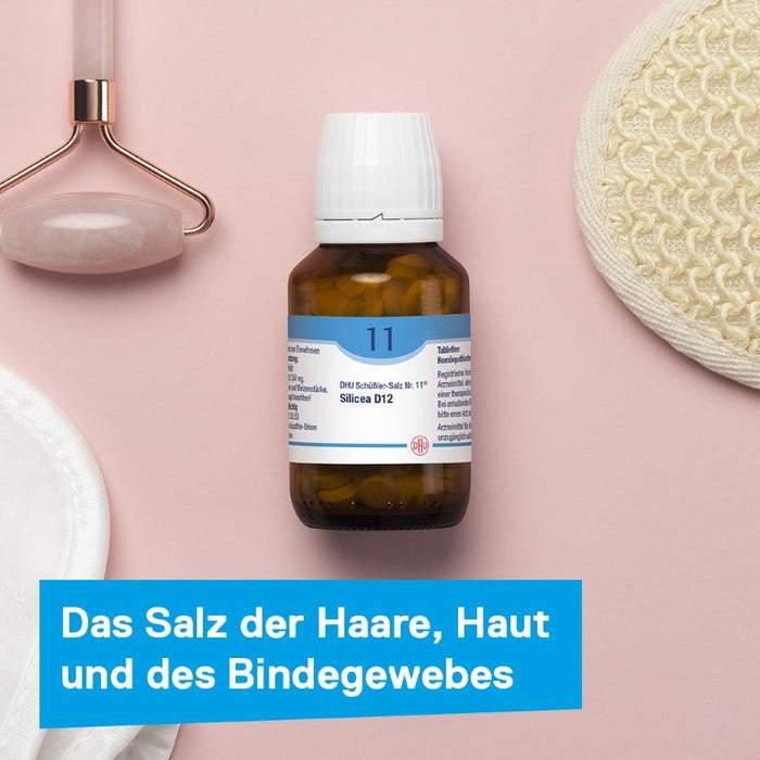 DHU Schüßler-Salz Nr. 11 Silicea D12 – Das Mineralsalz der Haare, der Haut und des Bindegewebes – das Original – umweltfreundlich im Arzneiglas, 80 St. Tabletten