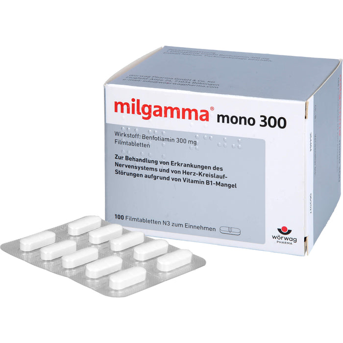 milgamma mono 300 Filmtabletten bei Erkrankungen des Nervensystems und von Herz-Kreislauf-Störungen, 100 pcs. Tablets