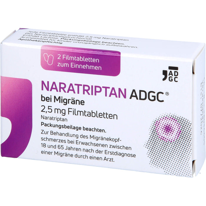 NARATRIPTAN ADGC bei Migräne 2,5 mg Filmtabletten, 2 St FTA