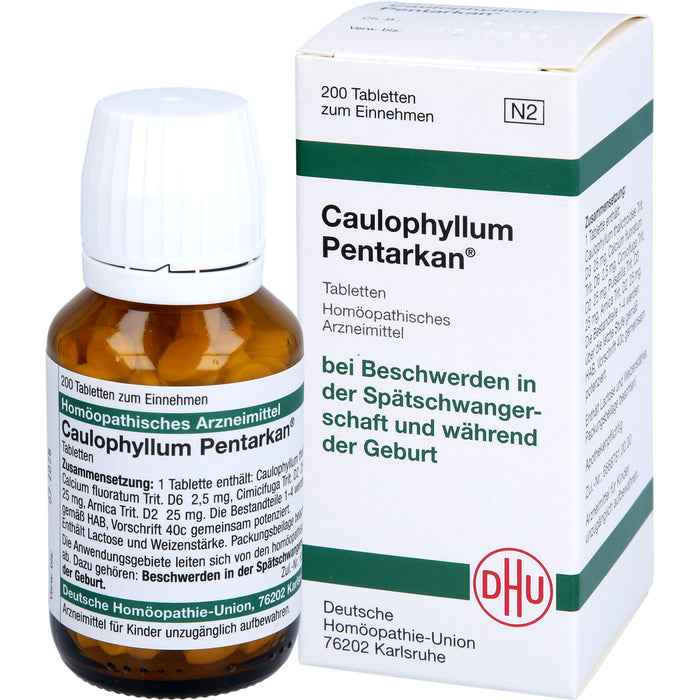 DHU Caulophyllum Pentarkan Tabletten bei Beschwerden in der Spätschwangerschaft und während der Geburt, 200 pc Tablettes