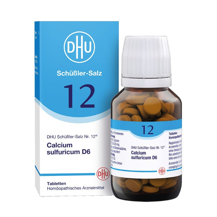 DHU Schüßler-Salz Nr. 12 Calcium sulfuricum D6 – Das Mineralsalz der Gelenke – das Original – umweltfreundlich im Arzneiglas, 200 St. Tabletten