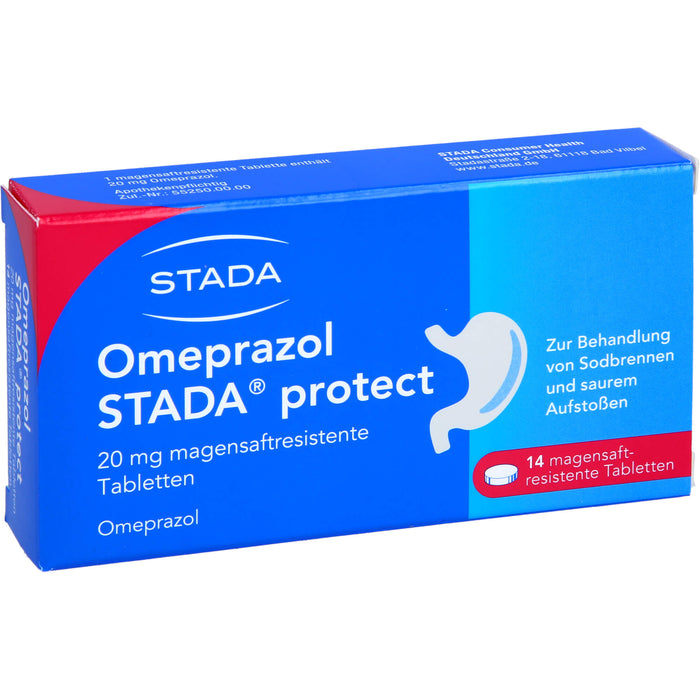 Omeprazol STADA protect 20 mg Tabletten bei Sodbrennen, 14 St. Tabletten