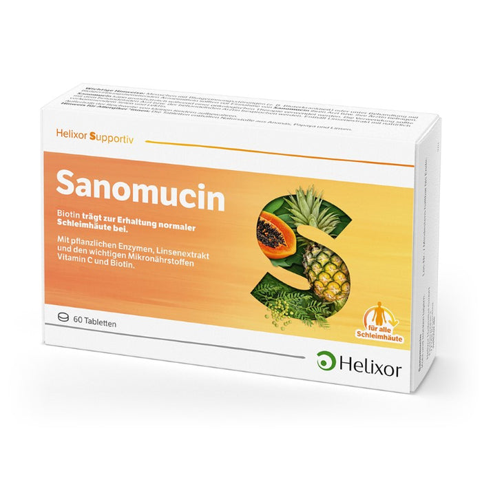 Helixor supportiv Sanomucin - mit pflanzlichen Enzymen, Linsenextrakt und den wichtigen Mikronährstoffen Vitamin C und Biotin, 60 St. Tabletten