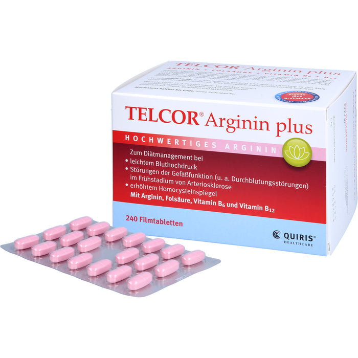 TELCOR Arginin plus Filmtabletten bei leichtem Bluthochdruck und Störungen der Gefäßfunktion, 240 pc Tablettes